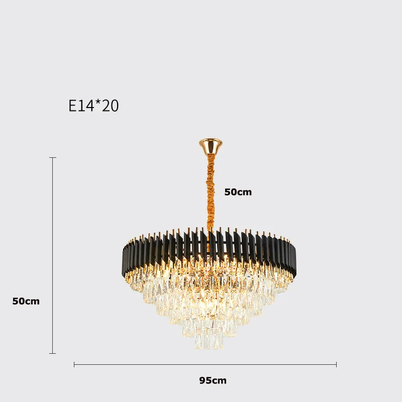 Afralia™ Crystal Black Clear LED Chandelier Lighting for Staircase Foyer