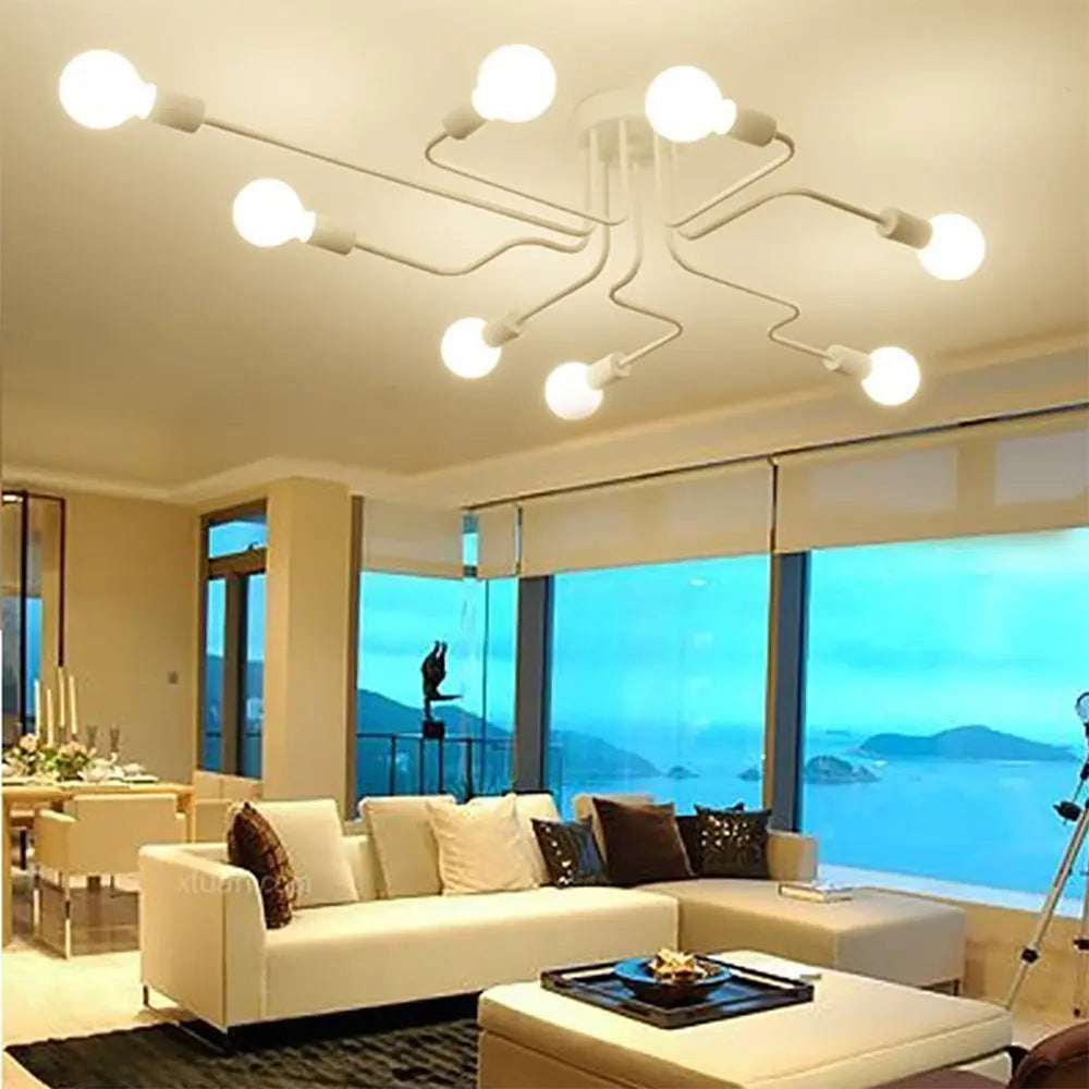 Afralia™ Vintage Wrought Iron Ceiling Lights Chandelier for Home Living Room Décor