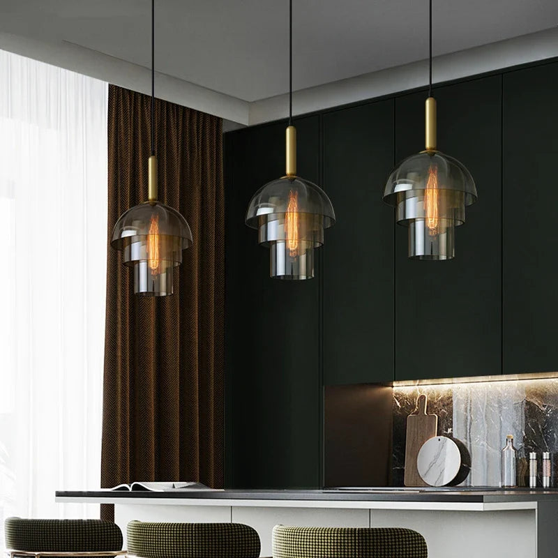 Afralia™ Luxury LED Glass Pendant Lights for Restaurant, Kitchen, and Bedroom Lighting