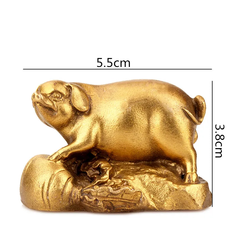 Afralia™ Retro Brass Zodiac Animal Sculpture. Chinese Modern Home Decor Craft.