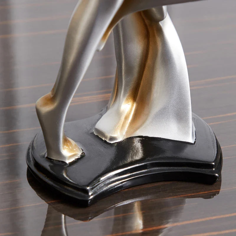 Afralia™ Silver Resin Abstract Sculpture for Home Decor, Living Room, Wine Cabinet