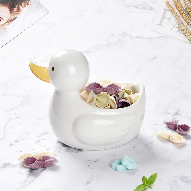 Afralia™ Duck Ceramic Dessert Bowl Snack Sushi Storage Breakfast Bowl
