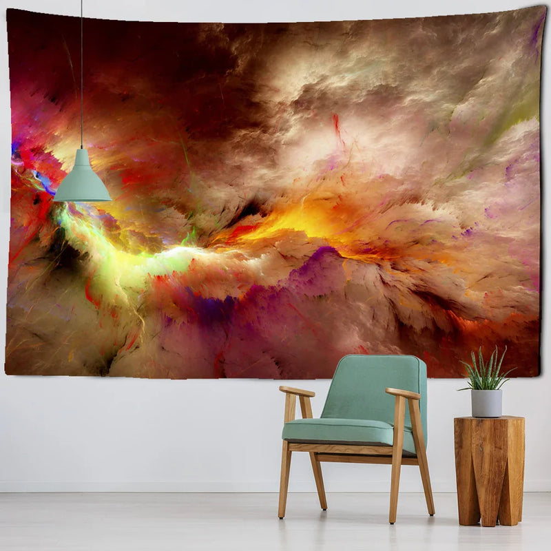 Colorful Clouds Galaxy Tapestry by Afralia™ - Hippie Wall Hanging Boho Decor