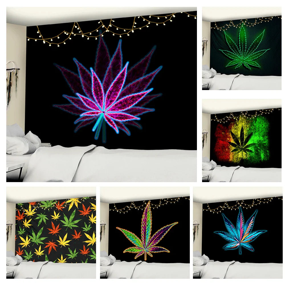 Afralia™ 3D Printed Maple Leaf Wall Hanging Tapestry for Boho Home Decor
