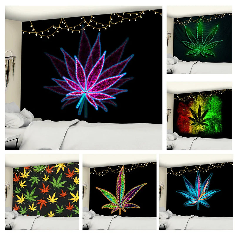 Afralia™ 3D Printed Maple Leaf Wall Hanging Tapestry for Boho Home Decor