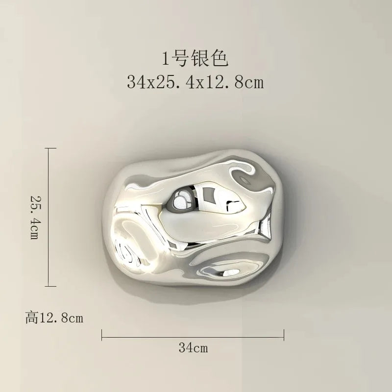 Afralia™ Silver Stone Abstract 3D Wall Hanging Handicraft for Living Room Decor