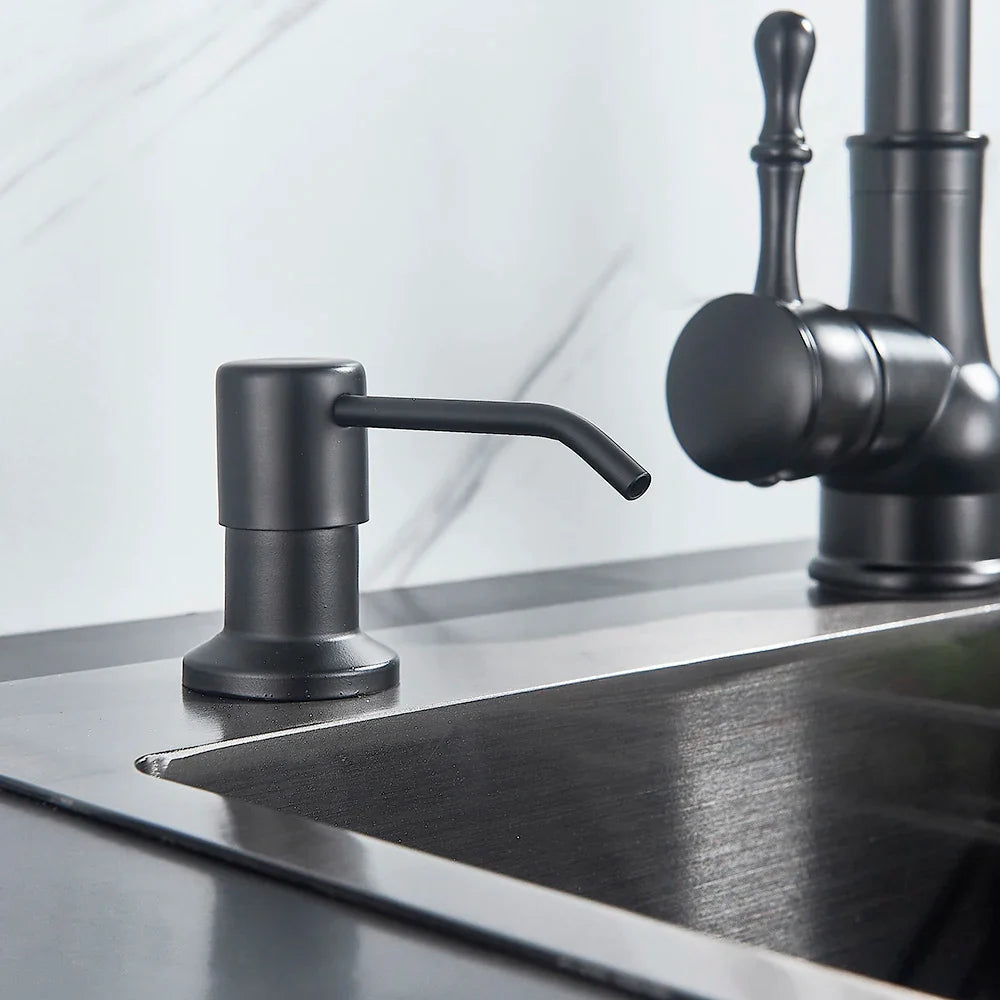 Afralia™ Matte Black Stainless Steel Kitchen Soap Dispenser 250ML - Deck Mount