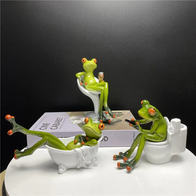 Afralia™ Resin Leggy Frog Miniature Figurines Animal Statue Modern Home Decor Souvenirs