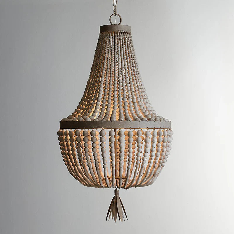 Afralia™ Wood Beaded Chandelier Fixture for Kitchen, Bedroom & Hallway