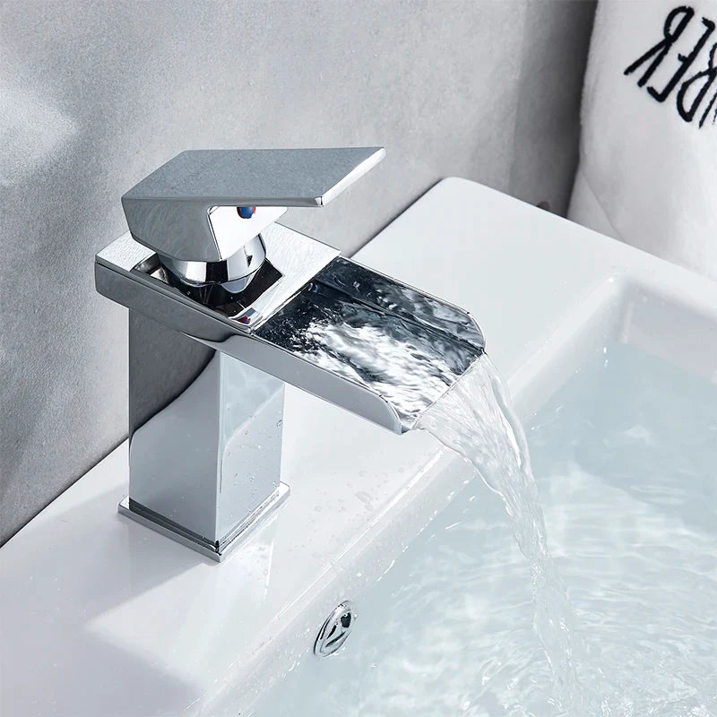 Afralia™ Black Waterfall Basin Faucet Mixer Tap for Vessel Sinks - Single Hole