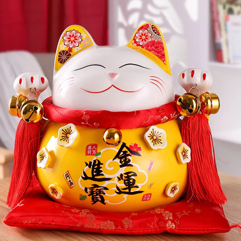 Afralia™ Ceramic Maneki Neko Piggy Bank: Creative Home Decor & Lucky Cat Business Gift