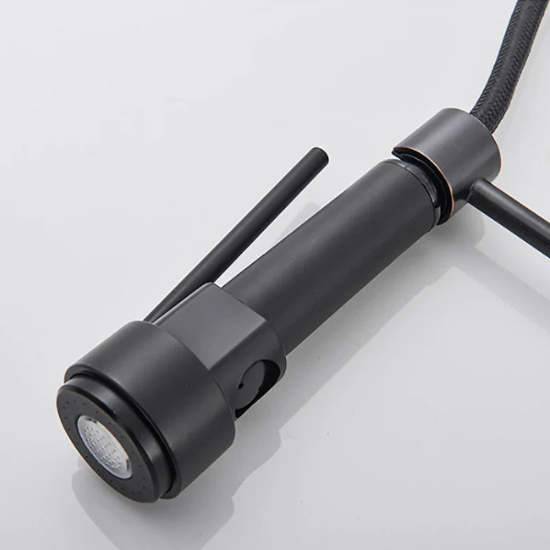 Afralia™ LED Spring Kitchen Faucet: Dual Swivel Spout, Pull Down, Hot Cold Mixer Tap