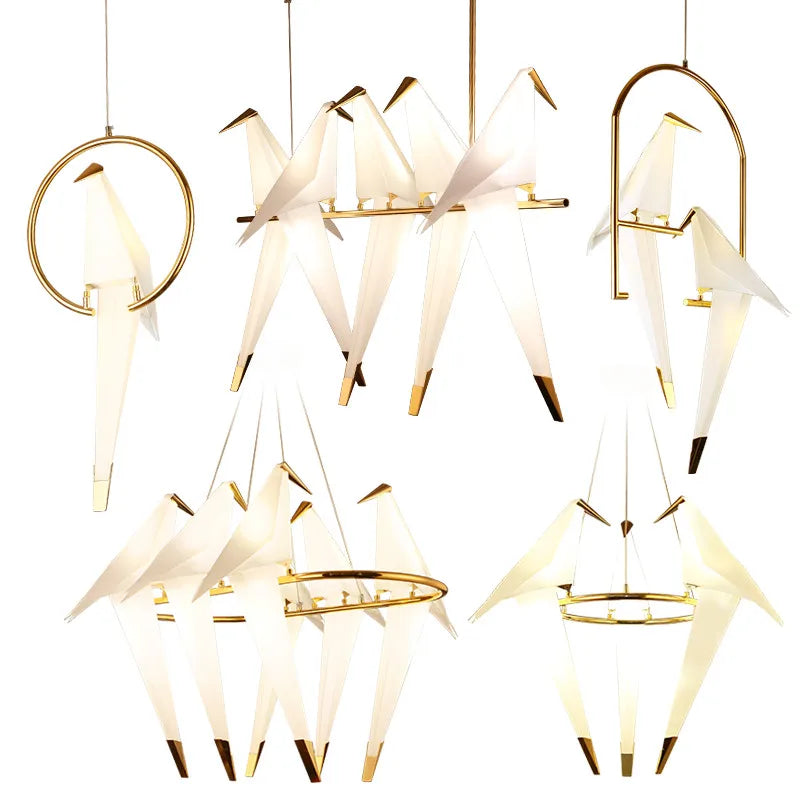 Afralia™ Origami Bird LED Chandelier: Stylish Lighting for Home, Restaurant, or Nursery