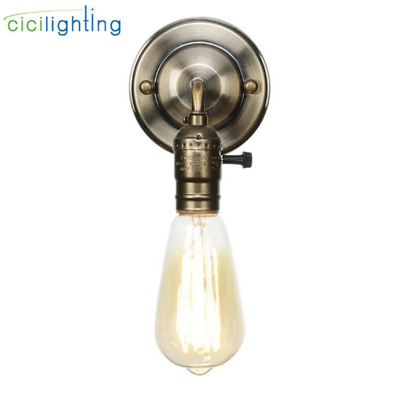 Afralia™ Chrome Loft Vintage Iron LED Scones Wall Lights Retro Bedroom Lamp