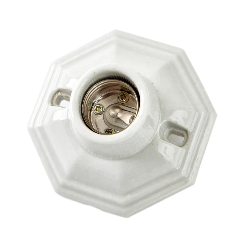 Afralia™ Vintage E27 Lamp Holder Base Creamic 110-220V Socket Bulb Lampholder