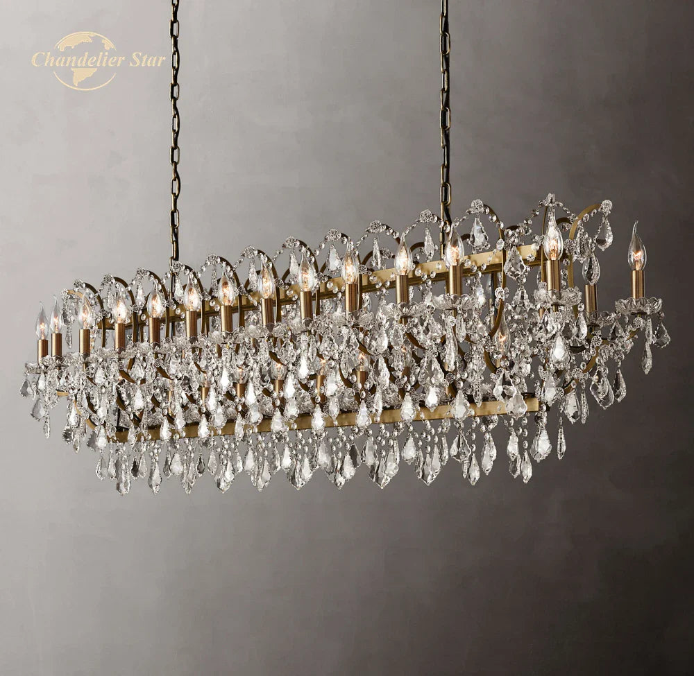 Afralia™ Crystal Iron Chandelier: Modern Brass Candle Chandeliers for Living Dining Room