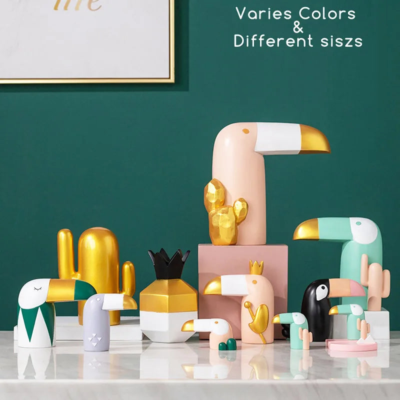 Afralia™ Bird Figurine: Modern Resin Toucan Statue for Home Office Decor & Phone Holder