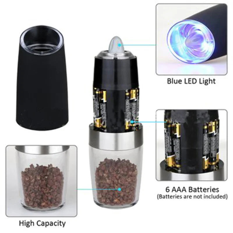 Afralia™ Electric Salt Pepper Grinder Spice Mill Kitchen Grinding Tool