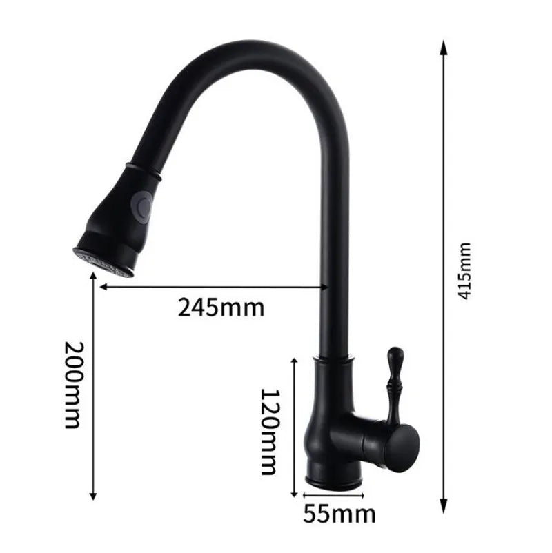 Afralia™ Gold Kitchen Faucet Pull Out Swivel Water Mixer Tap Single Handle Sink