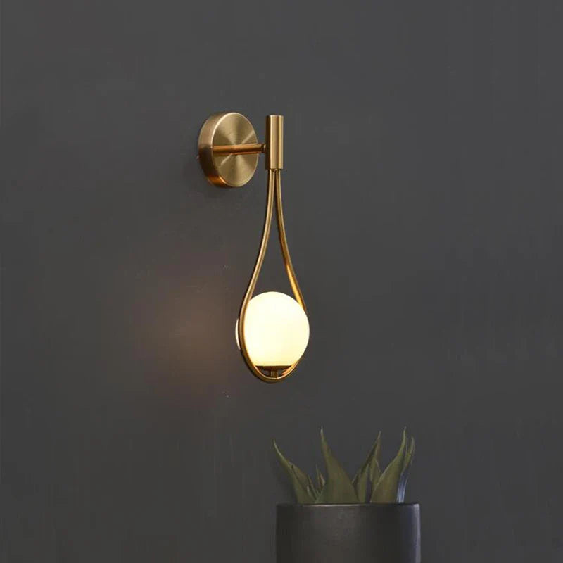 Afralia™ Glass Ball Brass Wall Lamp LED Bedroom Living Room Lighting