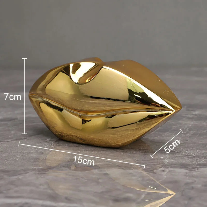 Afralia™ Gilded Lips & Leg Resin Figurines Sculpture for Modern Home Decor