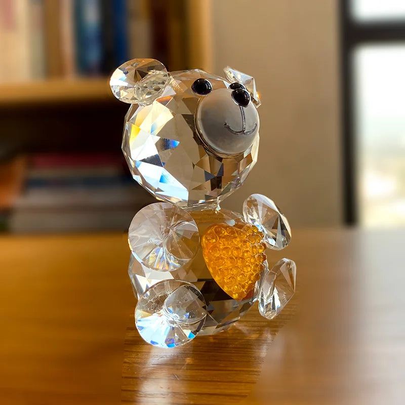 Afralia™ Clear Crystal Bear Figurine Glass Sculpture Collection for Home Decor & Gifts