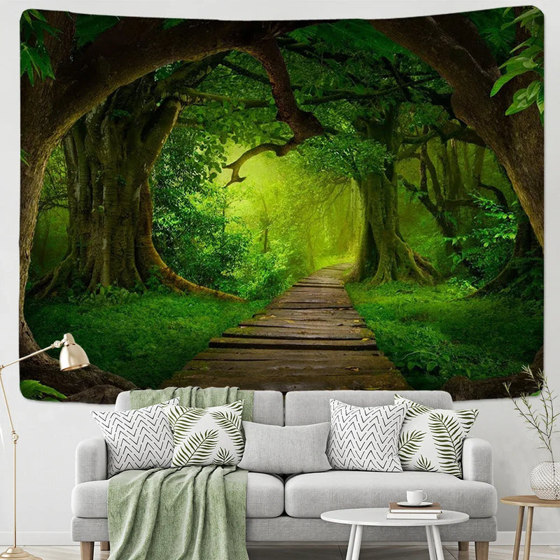 Afralia™ Mystical Forest Starry Sky Tapestry