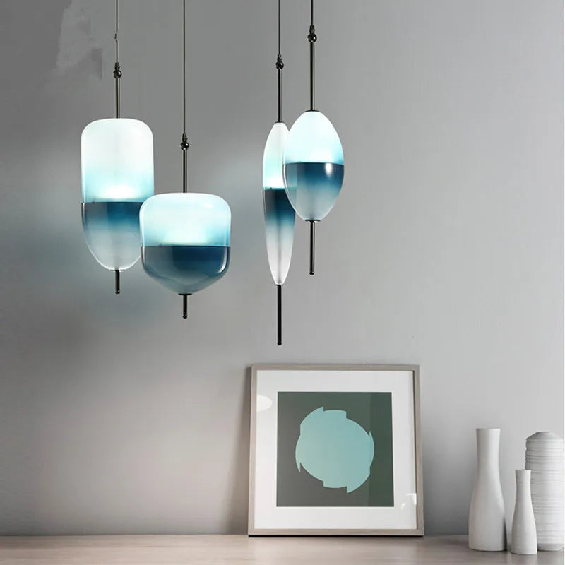 Afralia™ Night Flow Teardrop Glass Pendant Light in Blue - Italian Design Replica