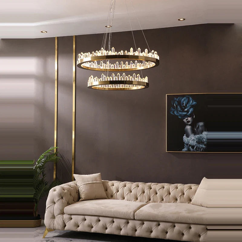 Afralia™ Modern Crystal LED Chandelier for Dining Room, Gold Finish