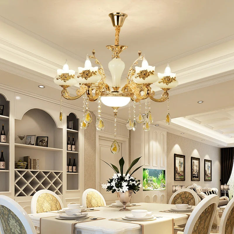 Afralia™ Gold Crystal LED Chandelier: Elegant Lighting for Living Room, Hotel, or Villa Hall