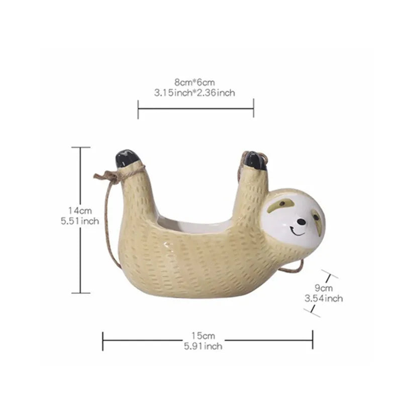 Afralia™ Sloth Hanging Wall Vase: Ceramic Flower Pots for Home Decoration