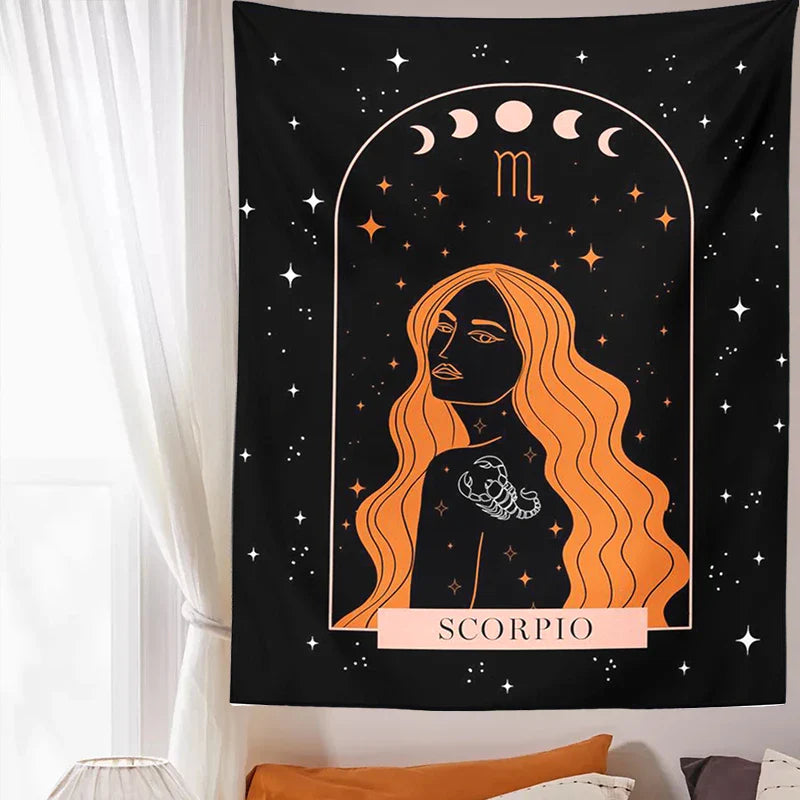 Afralia™ Celestial Constellation Tapestry Moon Phase Wall Hanging for Unique Home Décor