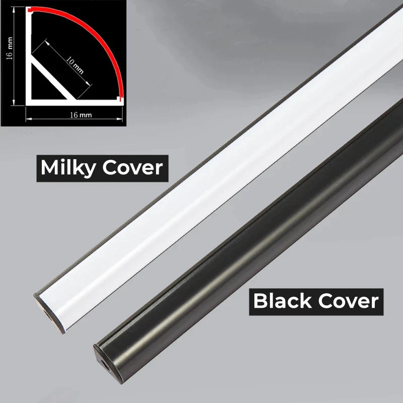 Afralia™ LED Black V-Type Tube Bar Light, SMD2835 Strip with Milky Cover Linear Profile