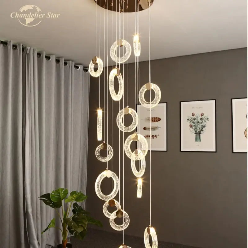 Afralia™ Bubble Crystal LED Chandelier Stainless Steel Pendant Light for Bedroom Living Room