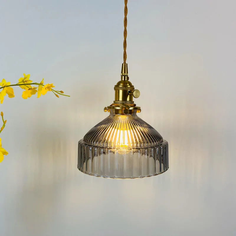 Afralia™ Glass Hanging Lamp with Switch: Modern Nordic Copper Pendant Light Fixtures