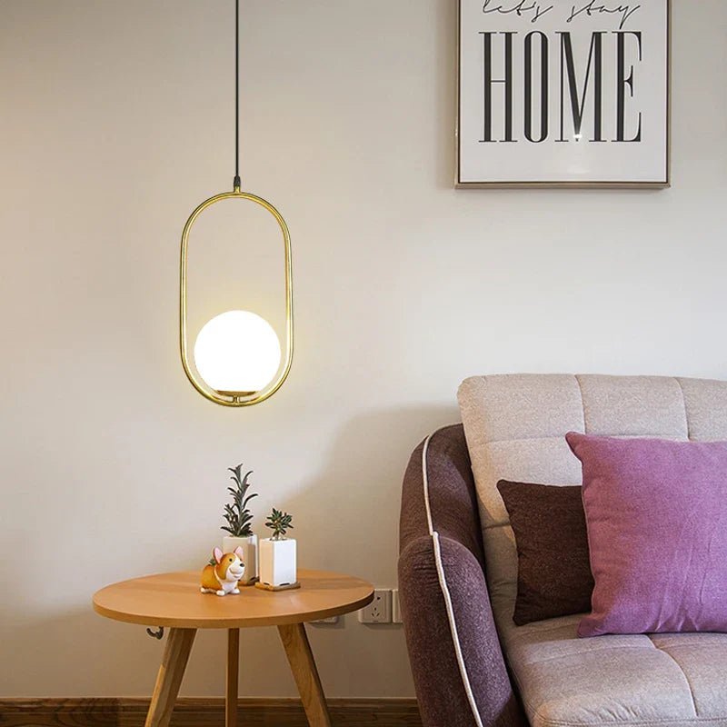 Afralia™ Nordic Gold Glass Ball Pendant Lights: Modern LED Hanging Lamp for Home Decor