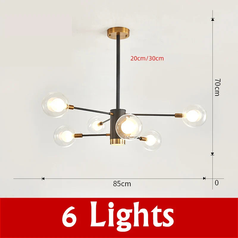 Afralia™ Glass Ball Chandelier Modern Spotlight Pendant Lamp Lighting