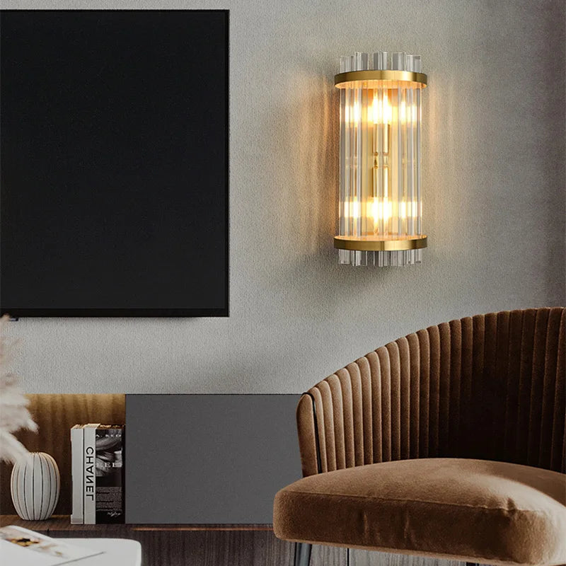 Afralia™ Crystal Wall Lamp for Modern Light Luxury Living Room, Bedroom, and Dining Area