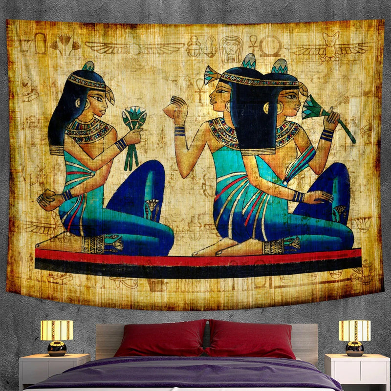 Afralia™ Egyptian Mural Tapestry Bohemian Home Decor Yoga Mat Sofa Blanket