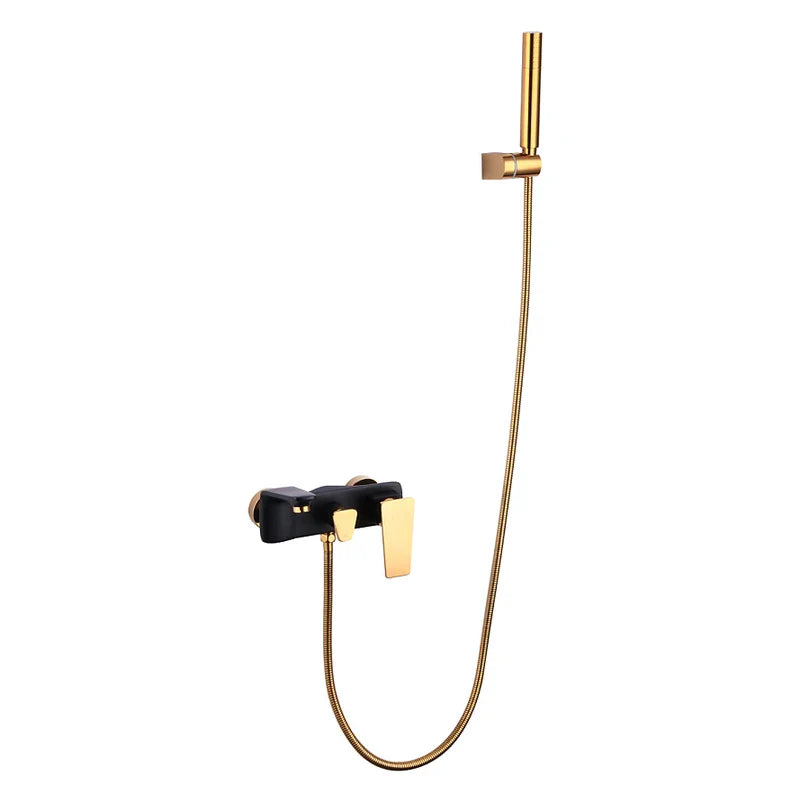 Afralia™ Gold & White Wall Mounted Bathtub Faucet, Brass Bath Shower Mixer