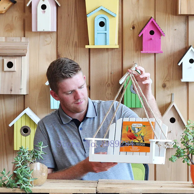 Afralia™ Bird Feeder Chair: Outdoor Garden Patio Decoration with Wooden Design