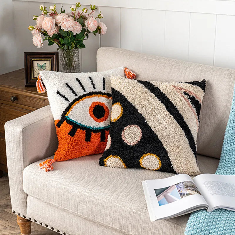 Afralia™ Orange Big Eyes Lumbar Pillowcase 30X60CM for Bed Sofa Home Decor