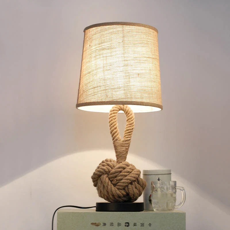 Afralia™ Vintage Hemp Rope Table Lamps: Pastoral Style Home Décor, Bedroom & Living Room Lighting