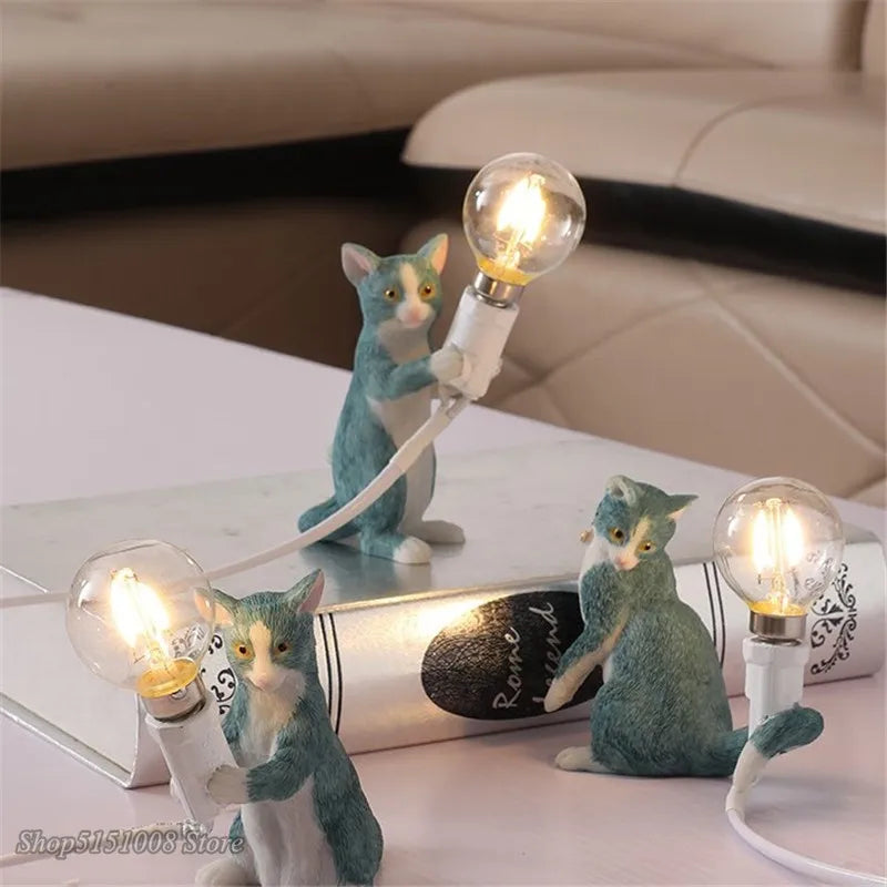 Afralia™ Cat Resin Table Lamp for Children's Bedroom and Home Decor