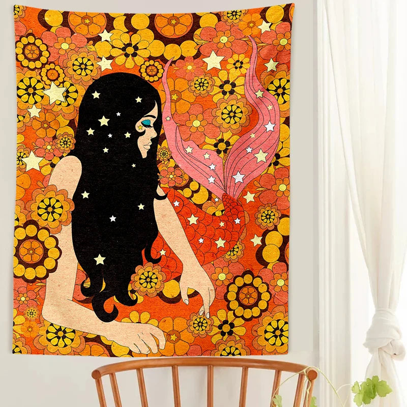 Afralia™ Retro Colorful Tapestry Wall Hanging for Girls Dorm Decor