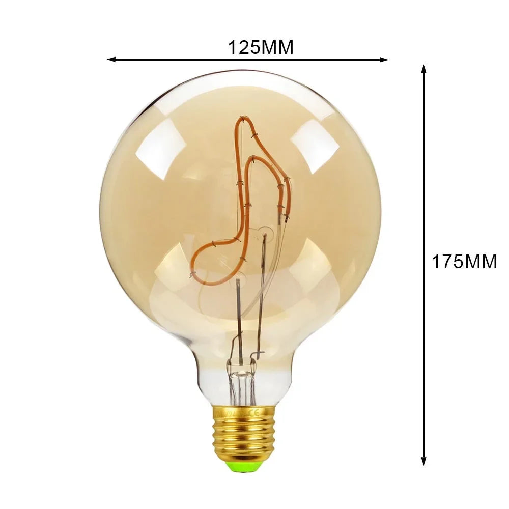 Afralia™ Retro LED Edison Bulb G125 E27 4W Warm White Vintage Lamp Light Bulb