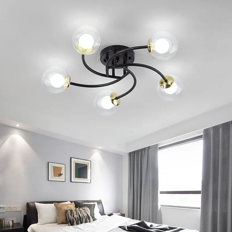 Afralia™ Glass Bulb LED Ceiling Light Fixture for Modern Living Room and Kitchen