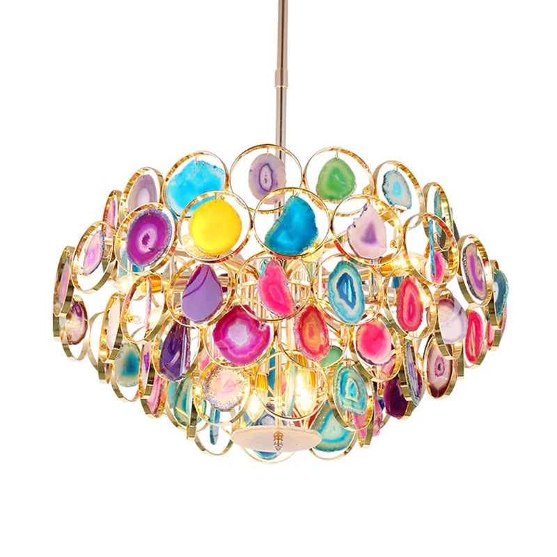 Afralia™ LED Agate Chandelier Lighting for Foyer - Colorized Designer Lamps