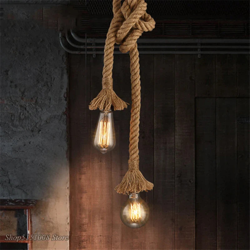 Afralia™ Hemp Rope Pendant Chandelier: Vintage Loft Spider Design for DIY Cafe Lighting