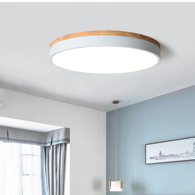 Afralia™ Modern Ultra-thin LED Ceiling Light Panel Solid Wood Surface Mount